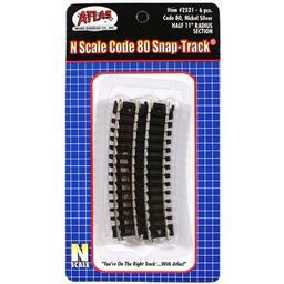 Click here to learn more about the Atlas Model Railroad N Code 80 11" Radius 1/2 Curve (6).