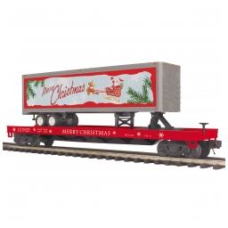Click here to learn more about the M.T.H. Electric Trains O Flat Car w/40'' Trailer, Christmas #121925.